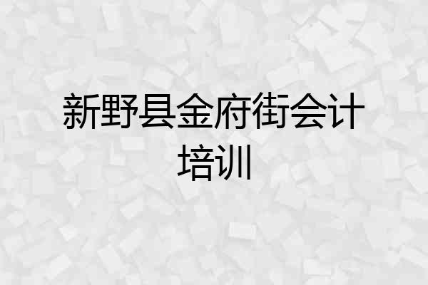 新野县金府街会计培训