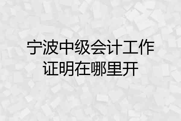 宁波中级会计工作证明在哪里开