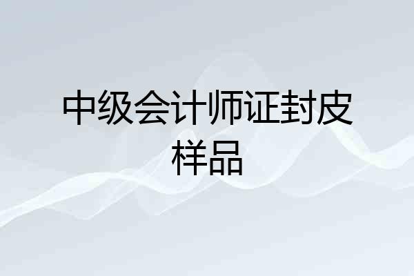 中级会计师证封皮样品