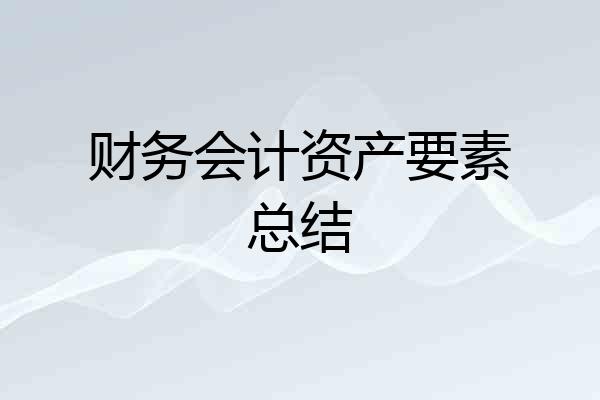 财务会计资产要素总结
