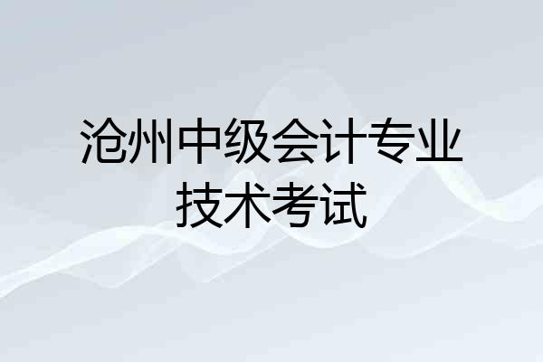 沧州中级会计专业技术考试