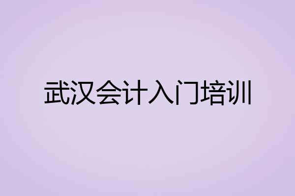 武汉会计入门培训