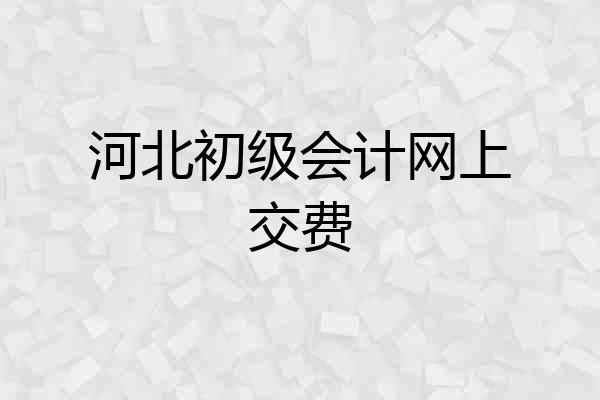 河北初级会计网上交费