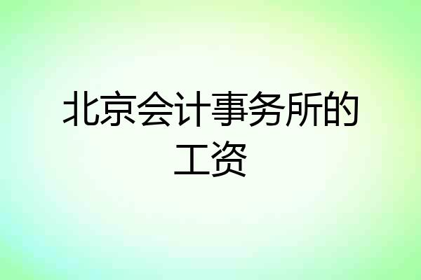北京会计事务所的工资