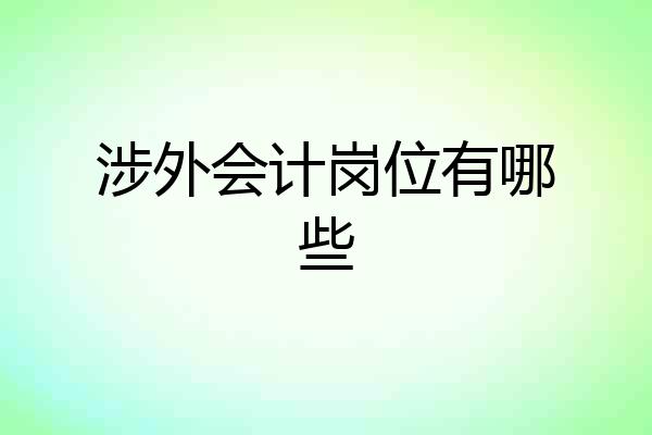 涉外会计岗位有哪些