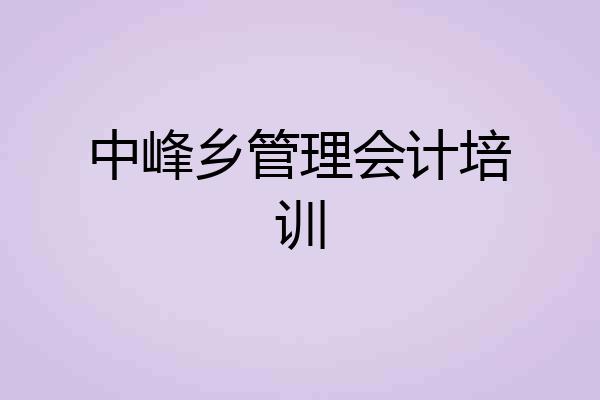 中峰乡管理会计培训