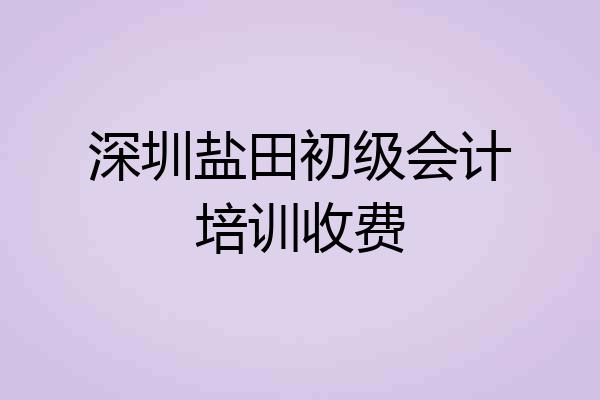 深圳盐田初级会计培训收费