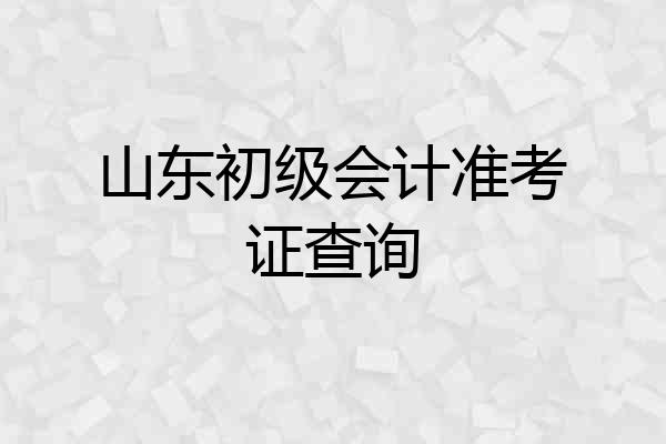 山东初级会计准考证查询
