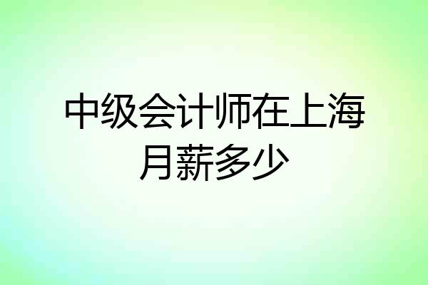 中级会计师在上海月薪多少