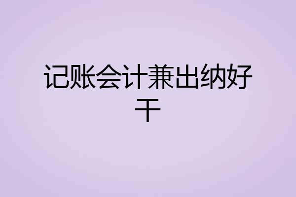 记账会计兼出纳好干