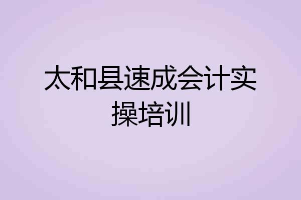 太和县速成会计实操培训
