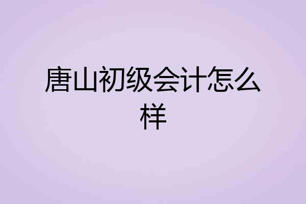 唐山初级会计怎么样