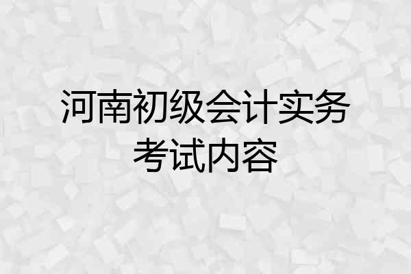 河南初级会计实务考试内容