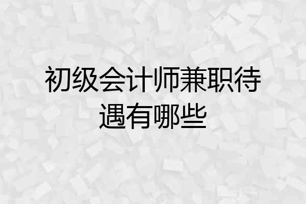 初级会计师兼职待遇有哪些