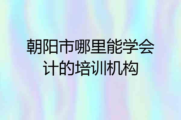 朝阳市哪里能学会计的培训机构