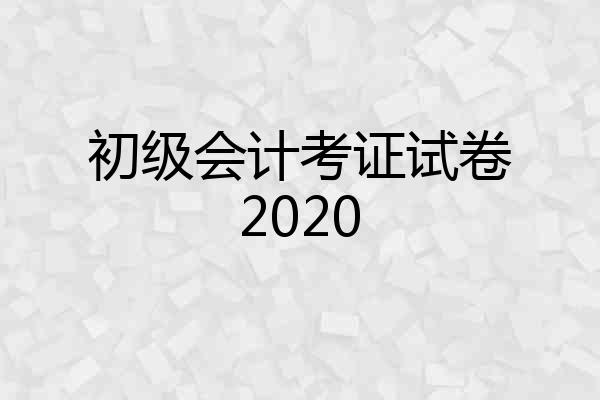 初级会计考证试卷2020
