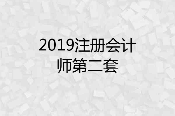 2019注册会计师第二套