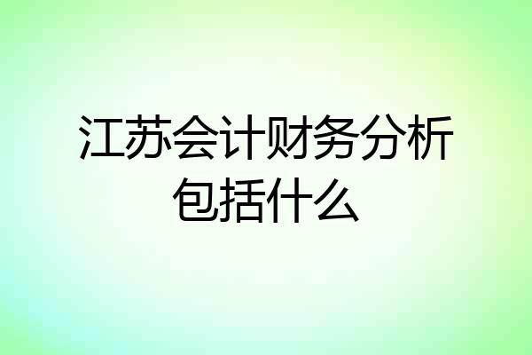 江苏会计财务分析包括什么