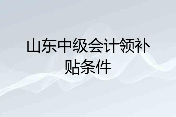 山东中级会计领补贴条件