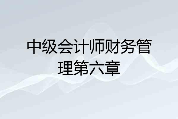 中级会计师财务管理第六章