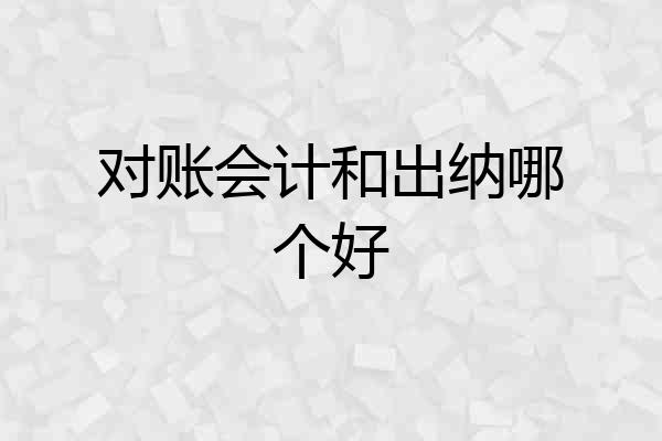 对账会计和出纳哪个好