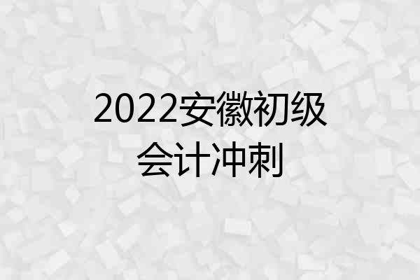 2022安徽初级会计冲刺