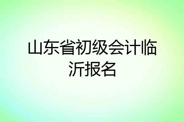 山东省初级会计临沂报名