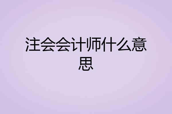 注会会计师什么意思