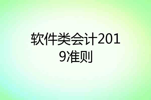 软件类会计2019准则