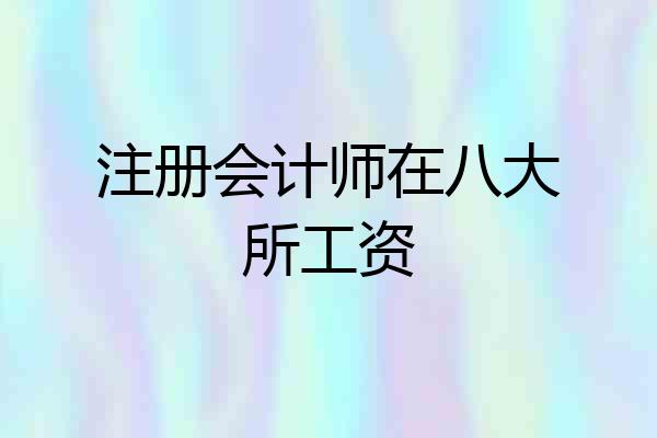 注册会计师在八大所工资