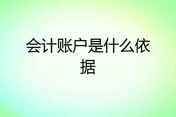 会计账户是什么依据