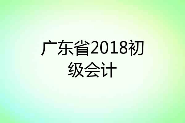 广东省2018初级会计