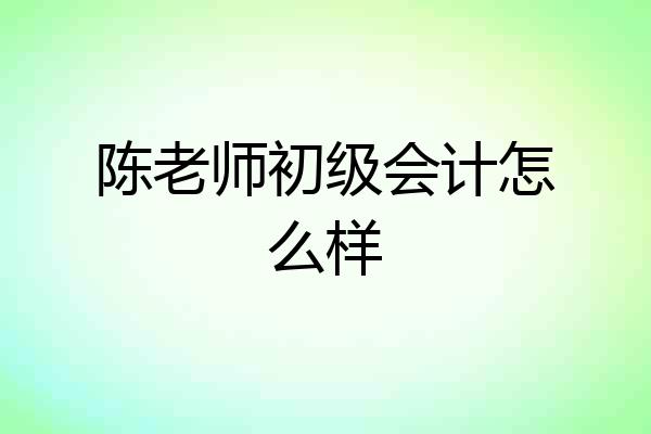 陈老师初级会计怎么样
