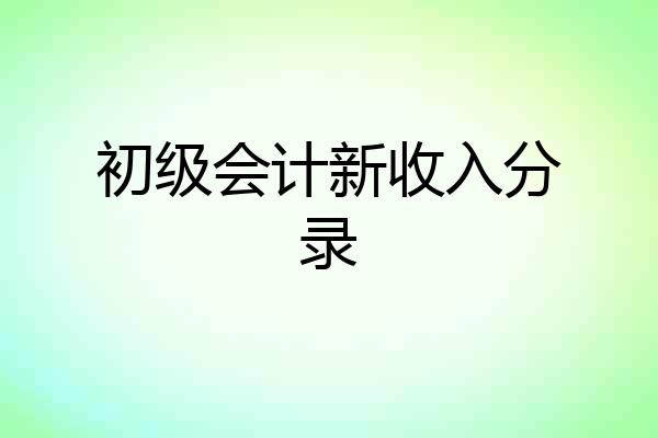 初级会计新收入分录
