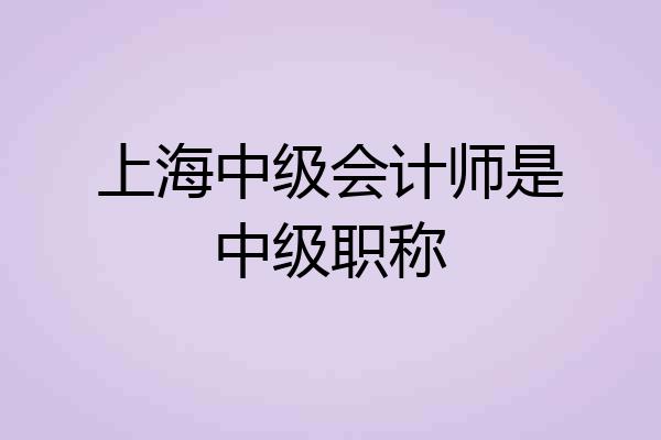 上海中级会计师是中级职称
