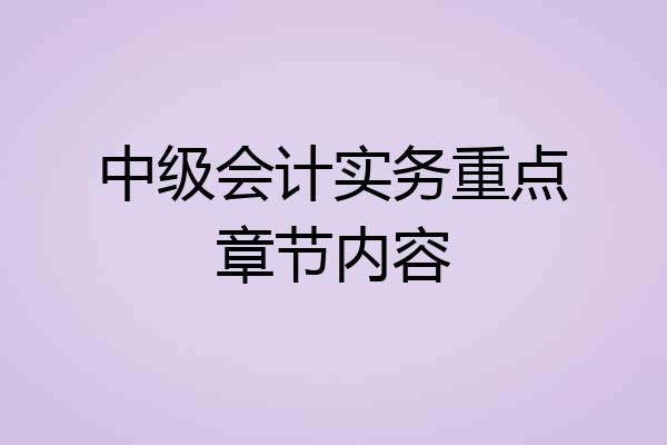 中级会计实务重点章节内容