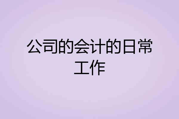 公司的会计的日常工作