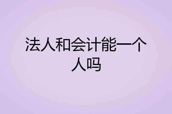 法人和会计能一个人吗