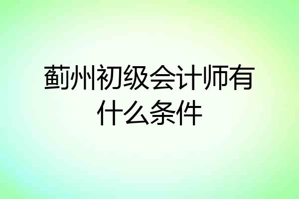 蓟州初级会计师有什么条件