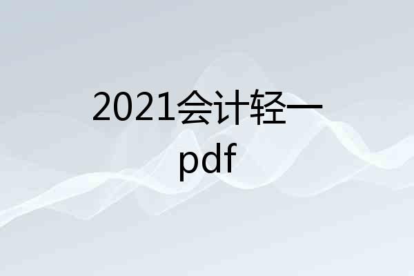 2021会计轻一pdf
