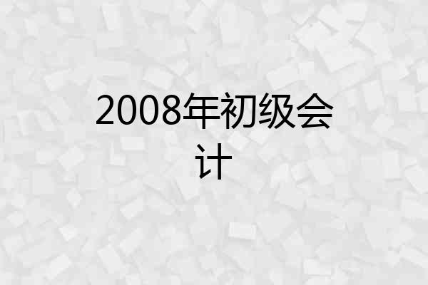 2008年初级会计