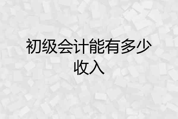 初级会计能有多少收入