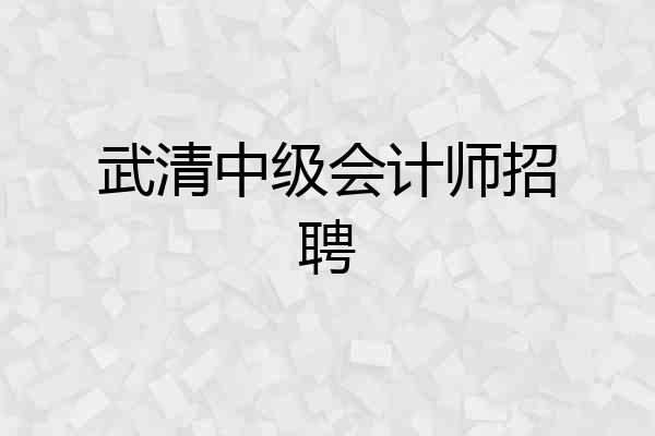 武清中级会计师招聘