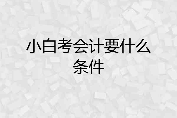 小白考会计要什么条件