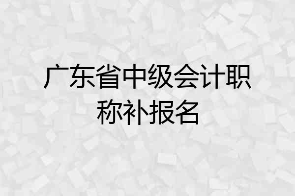 广东省中级会计职称补报名