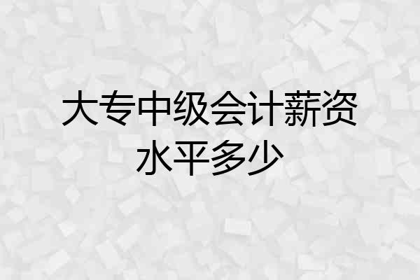 大专中级会计薪资水平多少