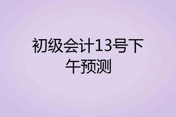初级会计13号下午预测