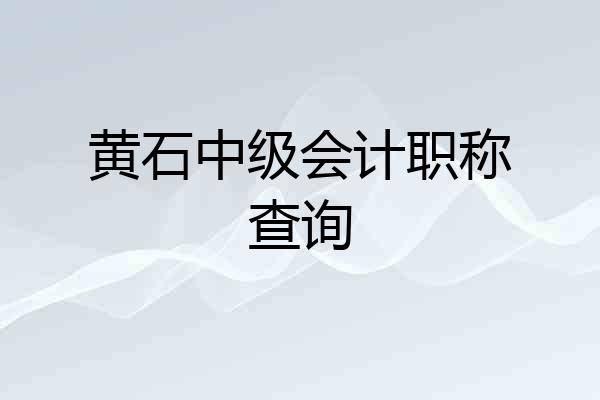 黄石中级会计职称查询