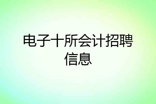 电子十所会计招聘信息