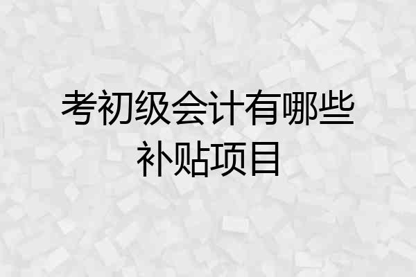 考初级会计有哪些补贴项目